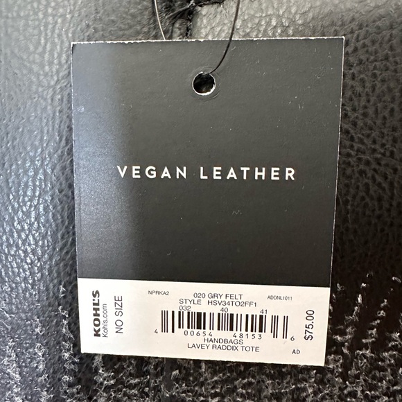 Simply Vera Lavey Raddix vegan Leather Black and Gray Women's Tote Bag NWT - Picture 16 of 16